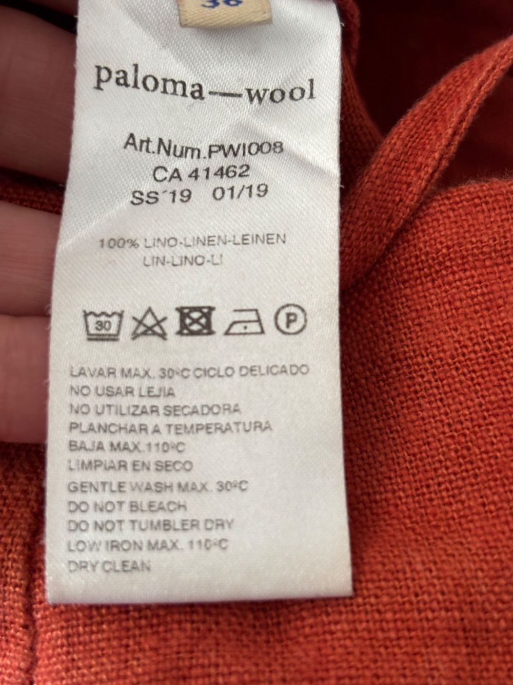 Paloma Wool Linen Midi Skirt | Burnt Orange | XS 36 | Pocket Belt - Picture 7 of 12